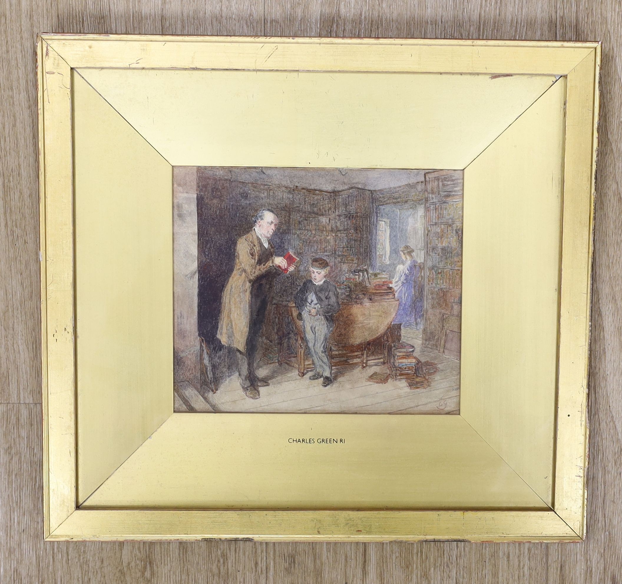 Charles Green R.I. (1840-1898) - watercolour, An Incident in the Life of J.J. Barratt, initialled, 15 x 17.5cm